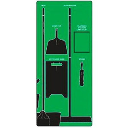 ACCUFORM Accuform Signs Clean & Mop Store-Board, Ultra Aluma-Lite, Green on Black PSB709GNBK